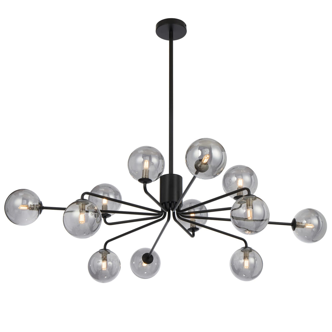 Telbix Felton 12 Light Pendant | Black and Smoke