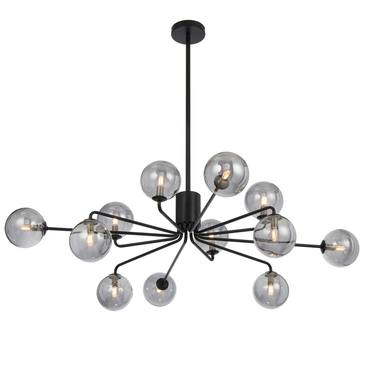 Telbix Felton 12 Light Pendant | Black and Smoke