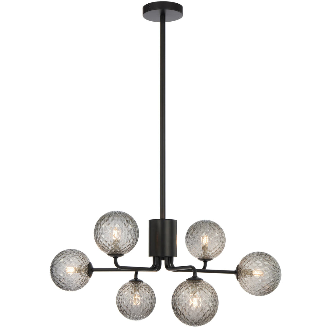 Telbix Black Felton 6 Light Pendant | Smoke Tear