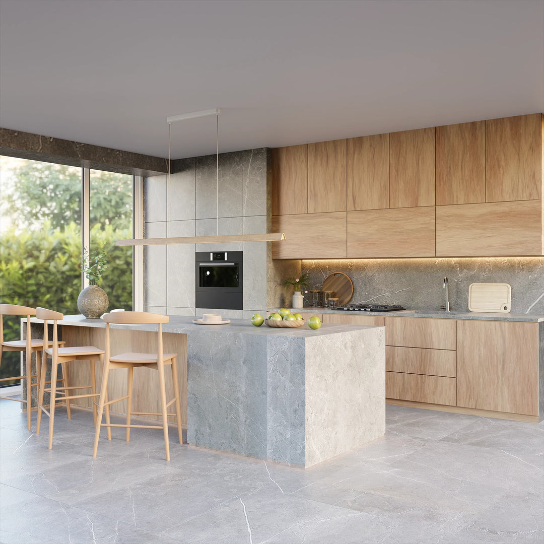 Calibo Avocent 2000mm Slim Timber Triangular Edge LED Linear Pendant | Ash with White