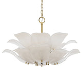 Telbix Monte 8-Light Floral Pendant with Frosted Glass Leaf Motif | Brass