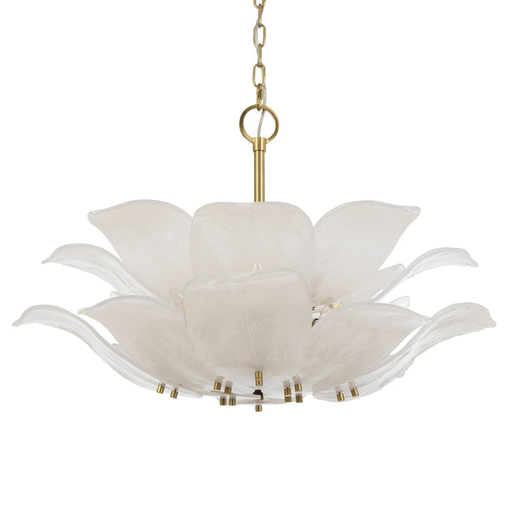 Telbix Monte 8-Light Floral Pendant with Frosted Glass Leaf Motif | Brass