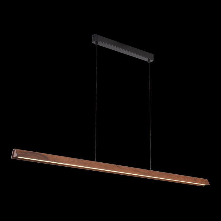 Calibo Avocent 2000mm Slim Timber Triangular Edge LED Linear Pendant | Walnut with Black