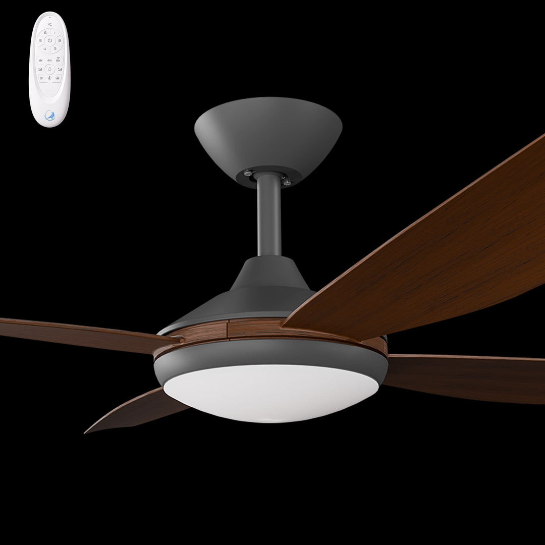 Calibo Vanga 52" DC Smart Ceiling Fan with LED Light and Remote Control | Black and Koa