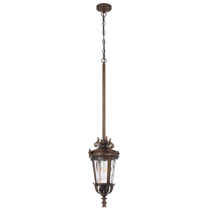 Telbix Pedral Classic Outdoor Lantern Pendant with Textured Glass and Multiple Suspension | Bronze