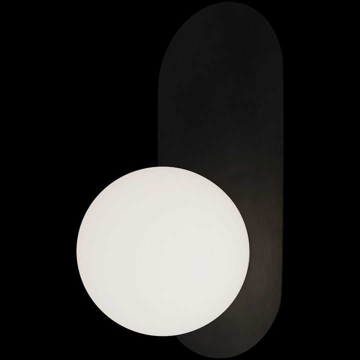 Calibo Crest Alabaster Glass 140mm Orb Wall Light Oval Plate 320mm | Black