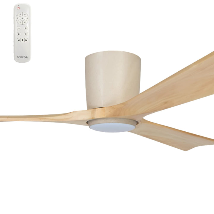 Fanco Gaia 54" DC Ceiling Fan with 22W Dimmable CCT LED Light and Remote | Natural Timber