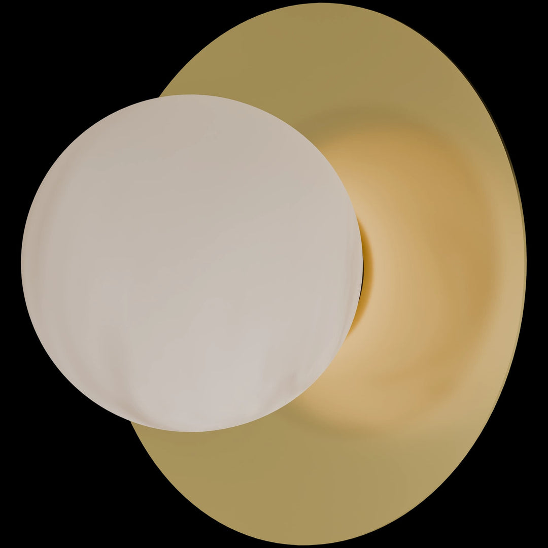 Calibo Crest Alabaster Glass 120mm Orb Wall Light Round Plate 200mm | Brass