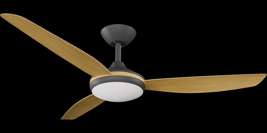 Calibo Condor 52" DC Smart Ceiling Fan with LED Light and Remote Control | Black and Bamboo