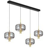 Telbix Volen 4 Light LED Bar Pendant | Black and Smoke
