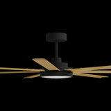 Calibo Alula 80" (2032mm) 7 Blade Indoor/Outdoor DC Ceiling Fan with 24W Light & Remote | Black & Teak
