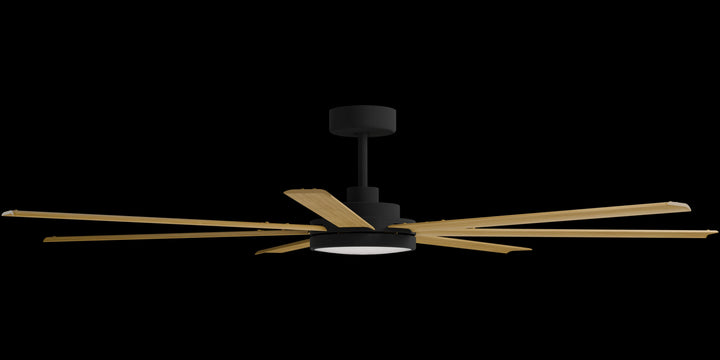 Calibo Alula 80" (2032mm) 7 Blade Indoor/Outdoor DC Ceiling Fan with 24W Light & Remote | Black & Teak