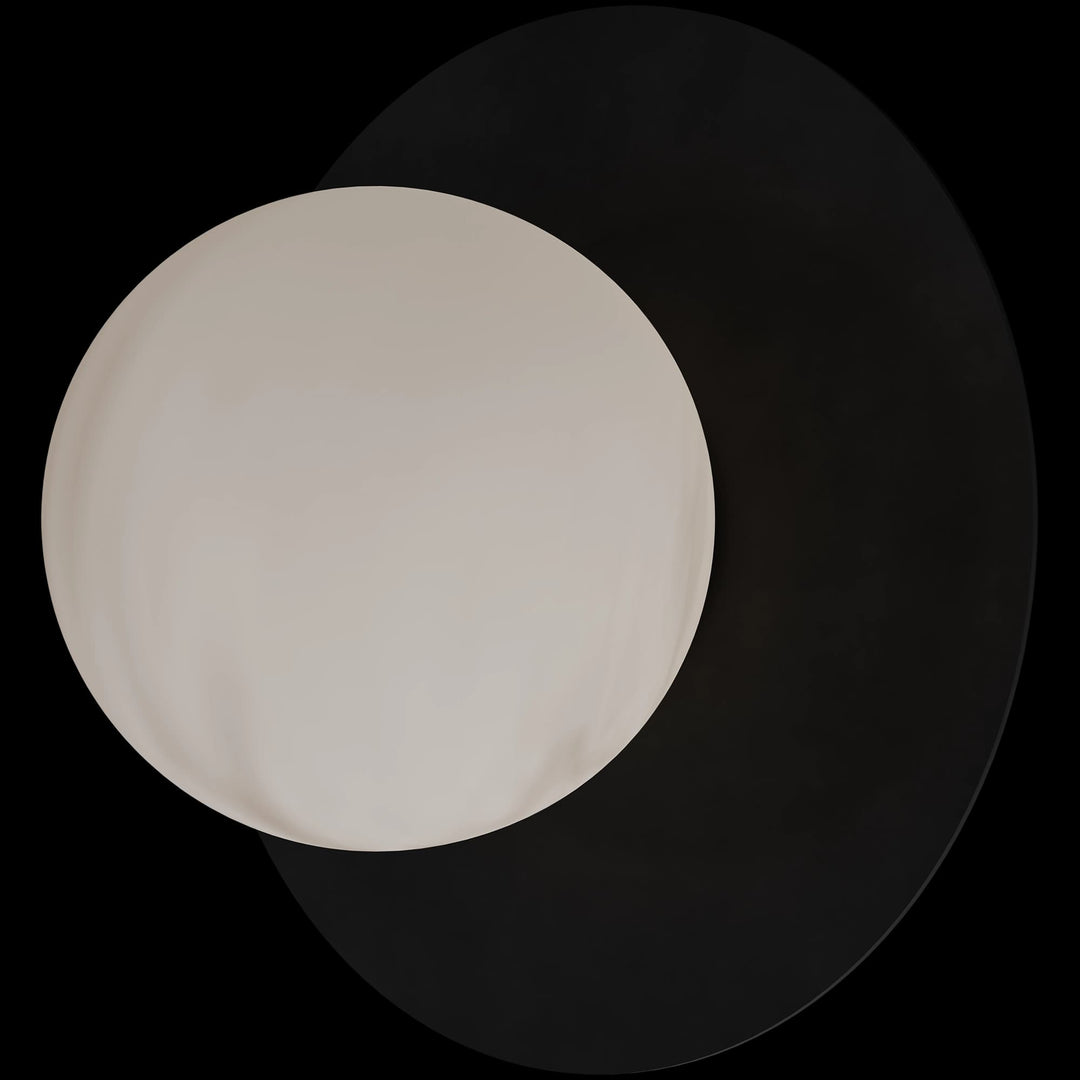 Calibo Crest Alabaster Glass 120mm Orb Wall Light Round Plate 200mm | Black