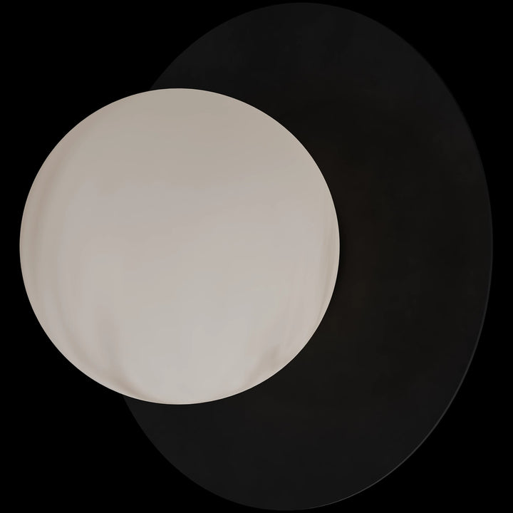 Calibo Crest Alabaster Glass 120mm Orb Wall Light Round Plate 200mm | Black