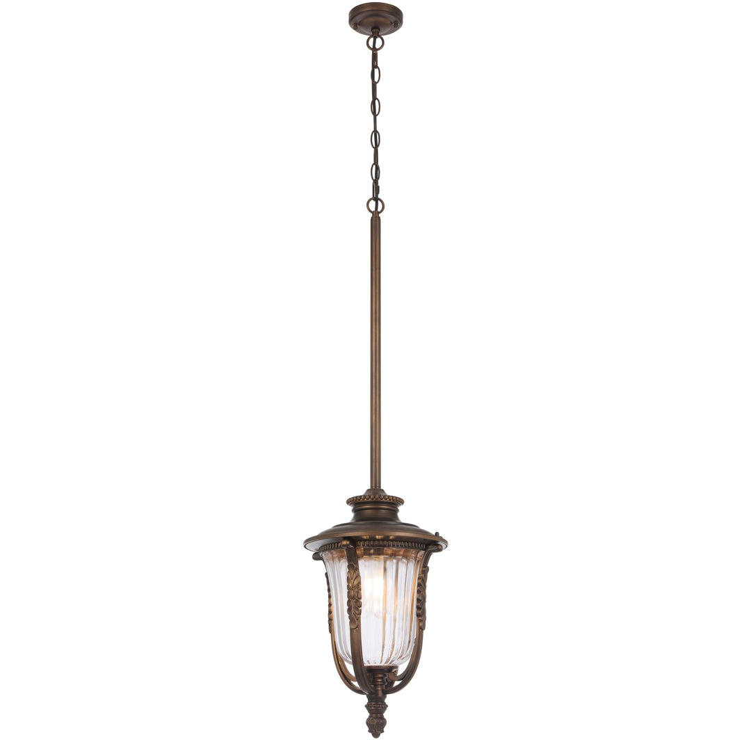 Telbix Ramiro Large Outdoor Lantern Pendant with Textured Glass and Multiple Suspension | Bronze