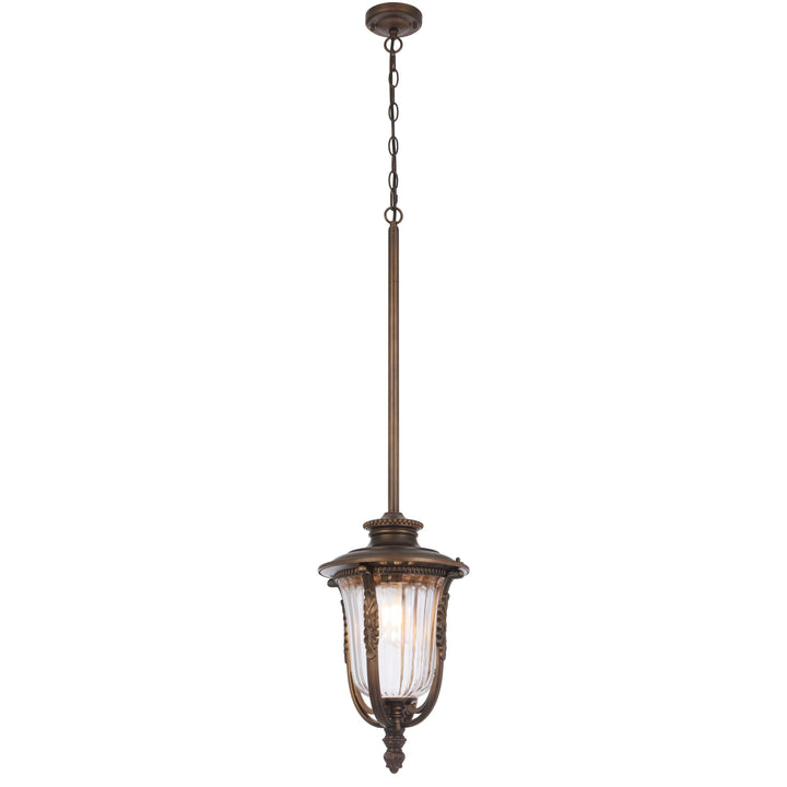 Telbix Ramiro Large Outdoor Lantern Pendant with Textured Glass and Multiple Suspension | Bronze