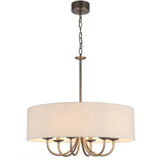 Telbix Shiron Soft Fabric Drum Shade 6 Light Pendant | Nickel