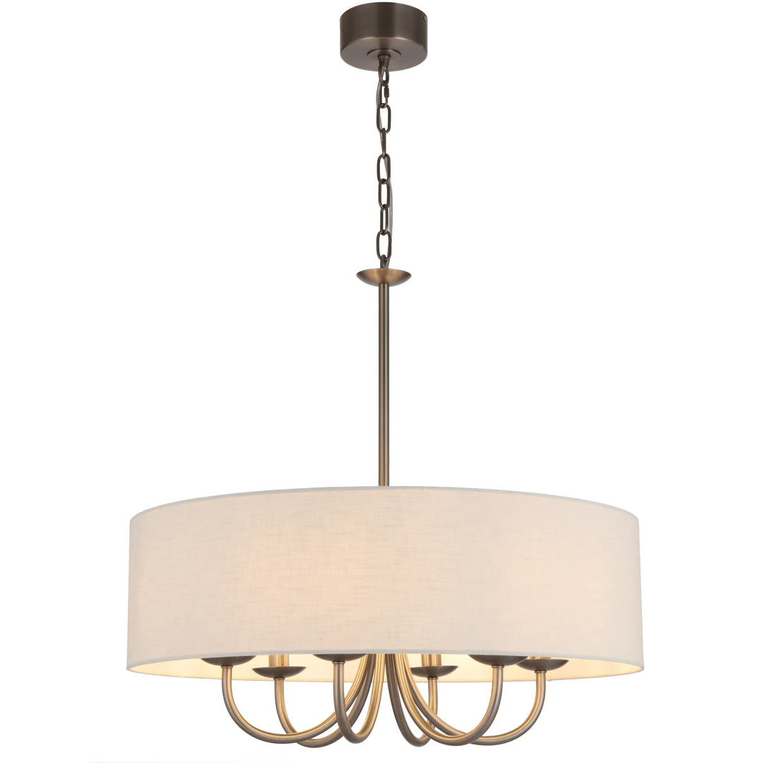 Telbix Shiron Soft Fabric Drum Shade 6 Light Pendant | Nickel