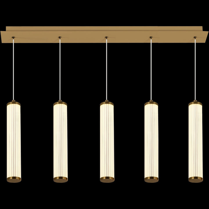 Calibo Charm Modern Fluted 5 Light Linear Pendant | Brass