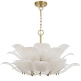Telbix Monte 12-Light Floral Pendant with Frosted Glass Leaf Motif | Brass