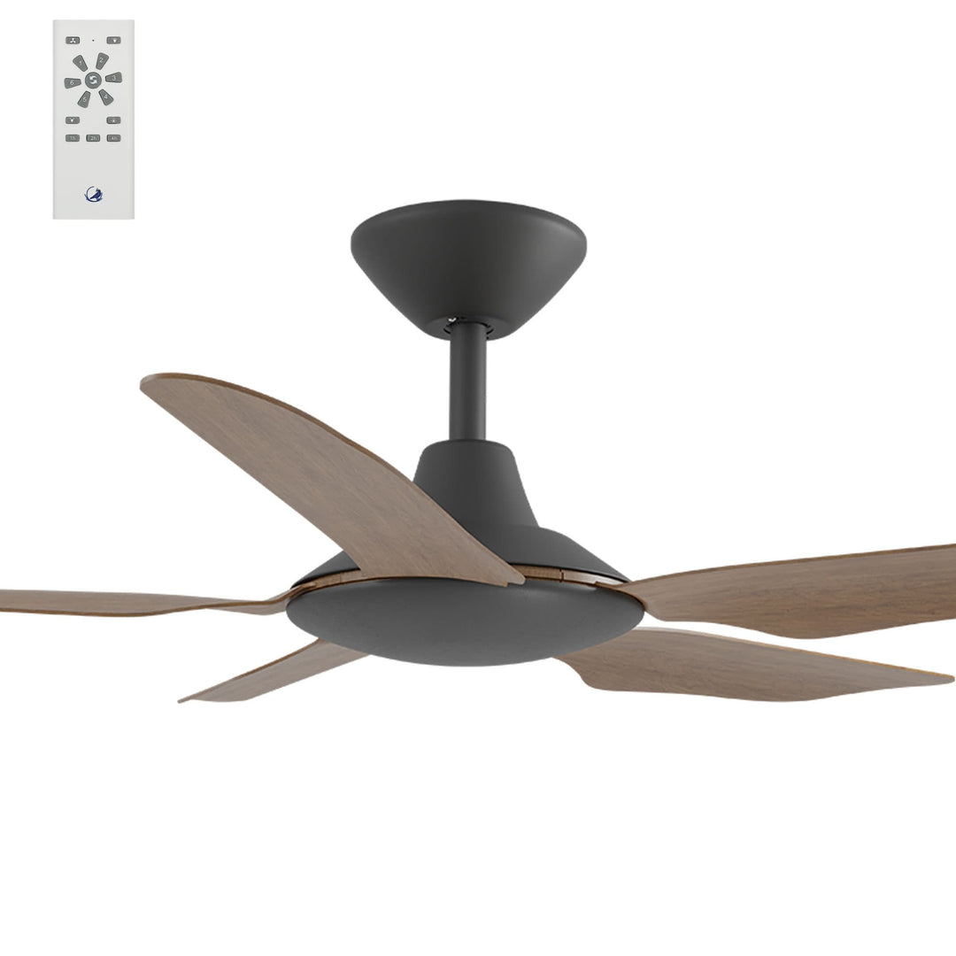 Calibo Storm 42" (1070mm) 5 Blade Indoor/Outdoor DC Ceiling Fan & Remote | Black & Koa