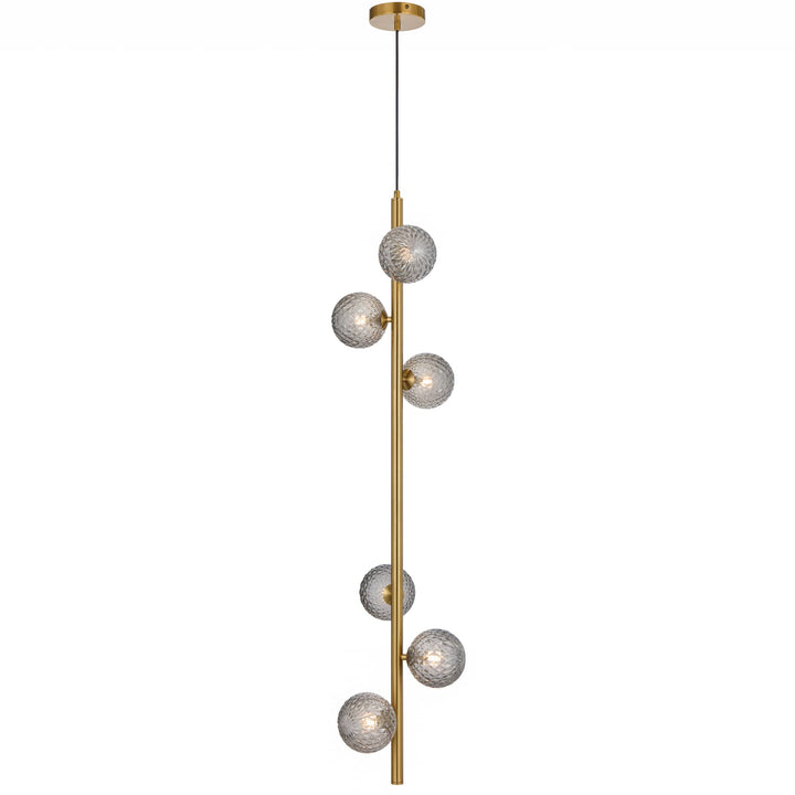 Telbix Antique Gold Elson 6 Light Pendant Light | Smoke Tear