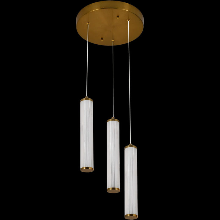 Calibo Charm Modern Fluted 3 Light Cluster Pendant | Brass