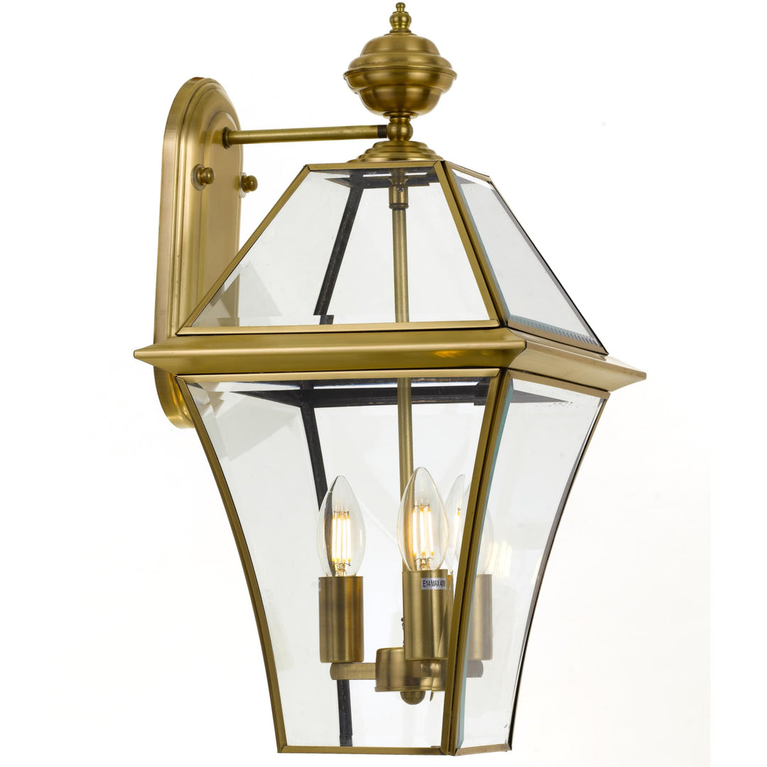 Telbix Rye 3 Light Exterior Wall Light | Antique Brass