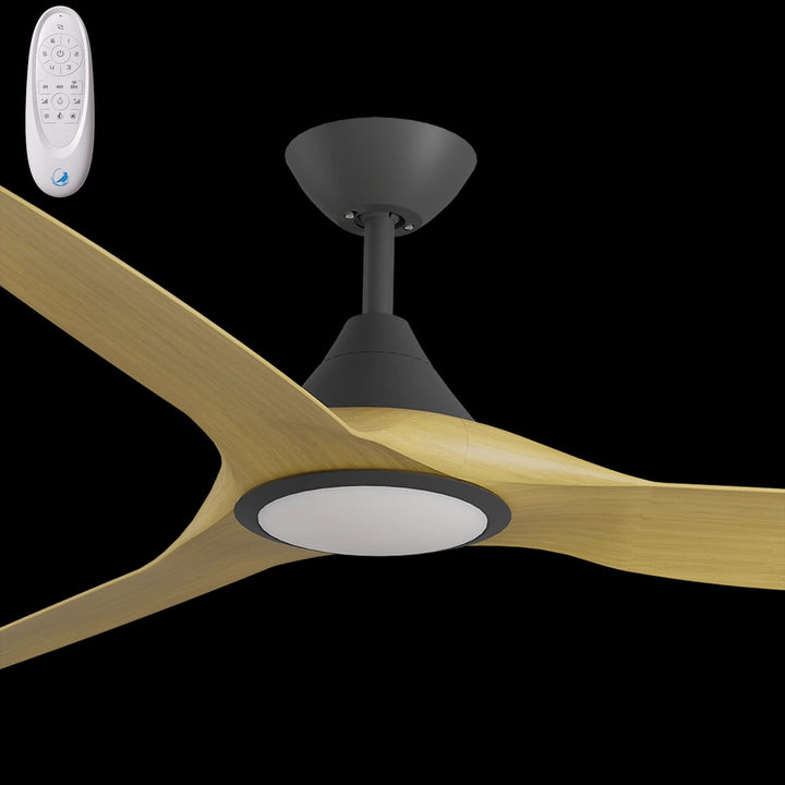 Calibo Smart CloudFan 60" (1520mm) ABS DC Ceiling Fan with 20W CCT LED Light and Remote | Black & Bamboo