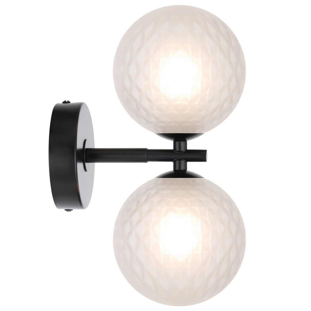 Telbix Black Felton 2 Light Wall Light | Frost Tear