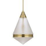 Telbix Harnon Modern Glass Pendant Light with Textured Cone Shade | Antique Gold
