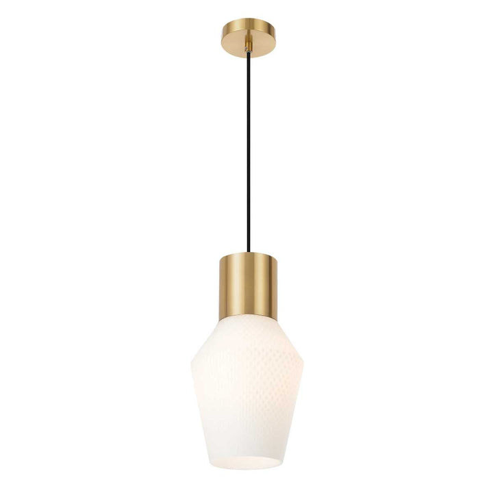 Telbix Rene Glass Pendant Light Edison Screw (E27) | Opal Matte / Antique Gold