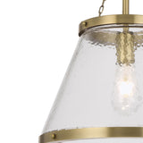 Telbix Olmont Textured Glass Cone Pendant with Modern Luxe Satin Gold Accents | Small