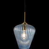 Calibo Ribbon Fluted Glass 280mm Pendant Light | Blue