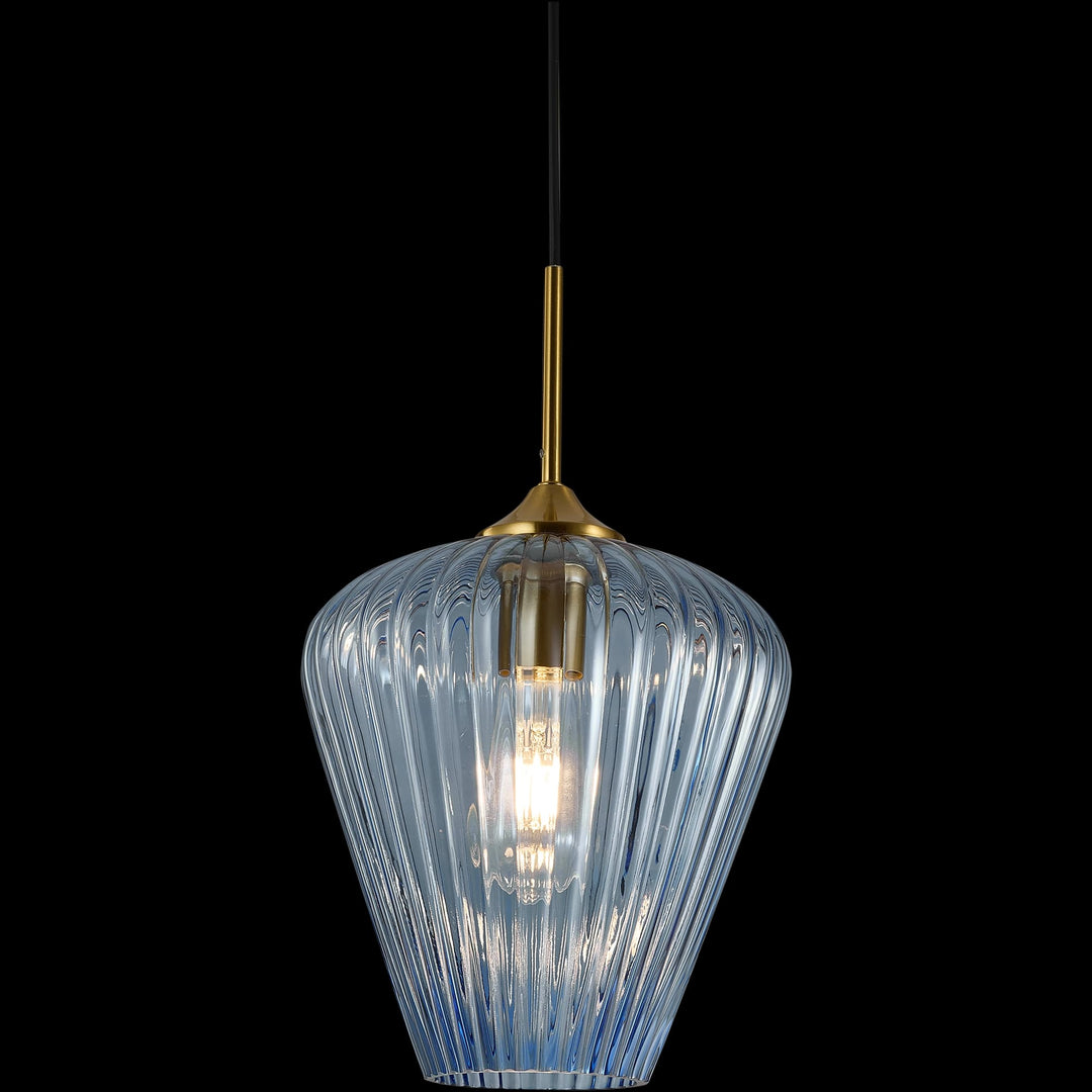 Calibo Ribbon Fluted Glass 280mm Pendant Light | Blue