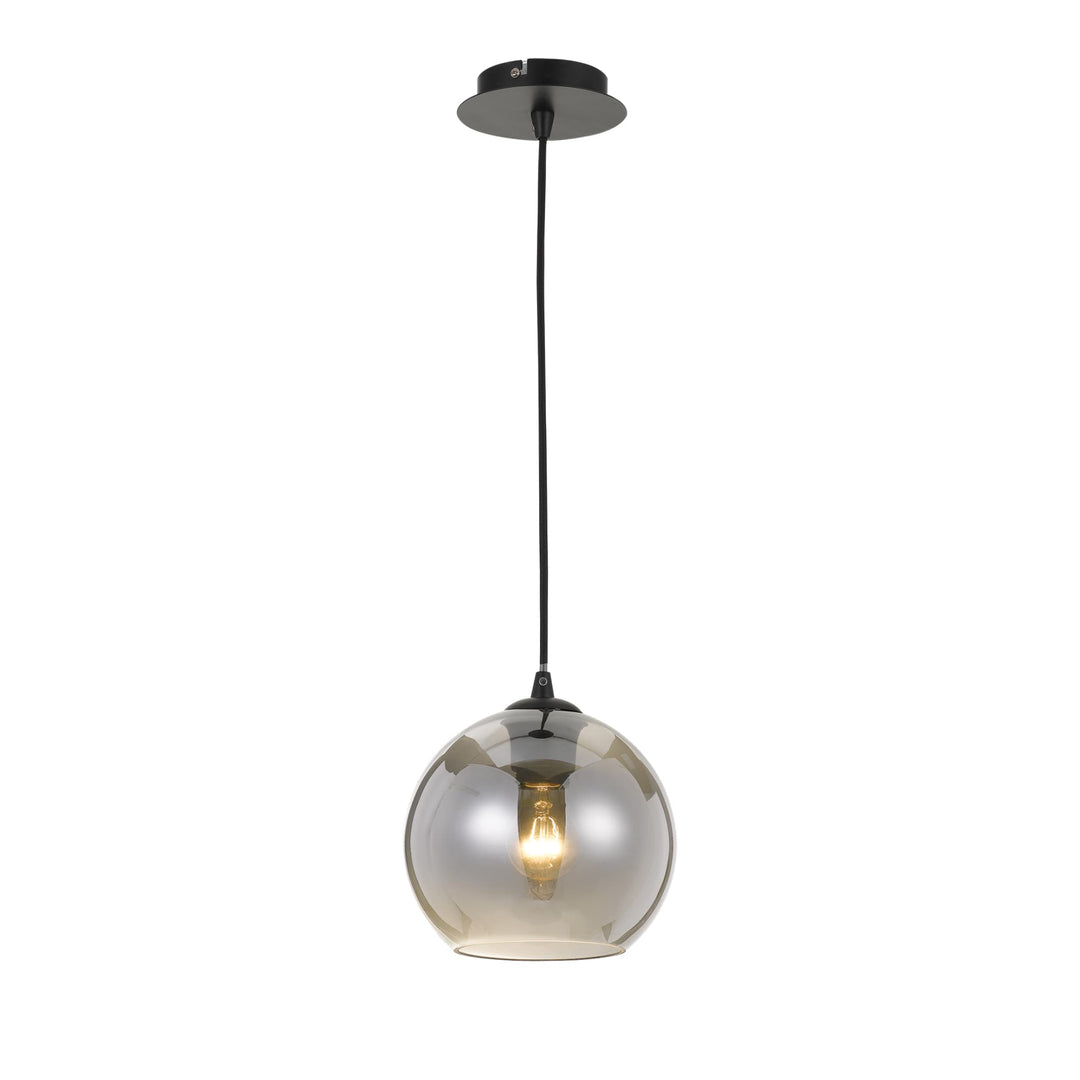 Bondi Round 1 Light Smoke Glass Pendant (E27) | Small