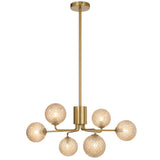Telbix Antique Gold Felton 6 Light Pendant | Amber Tear