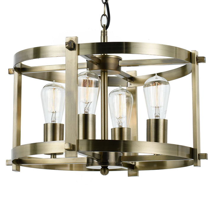 Telbix Finley Small Industrial Chain Pendant Light | Antique Brass