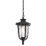 Telbix Ramiro Classic Outdoor Lantern Pendant with Textured Glass and Multiple Suspension | Black