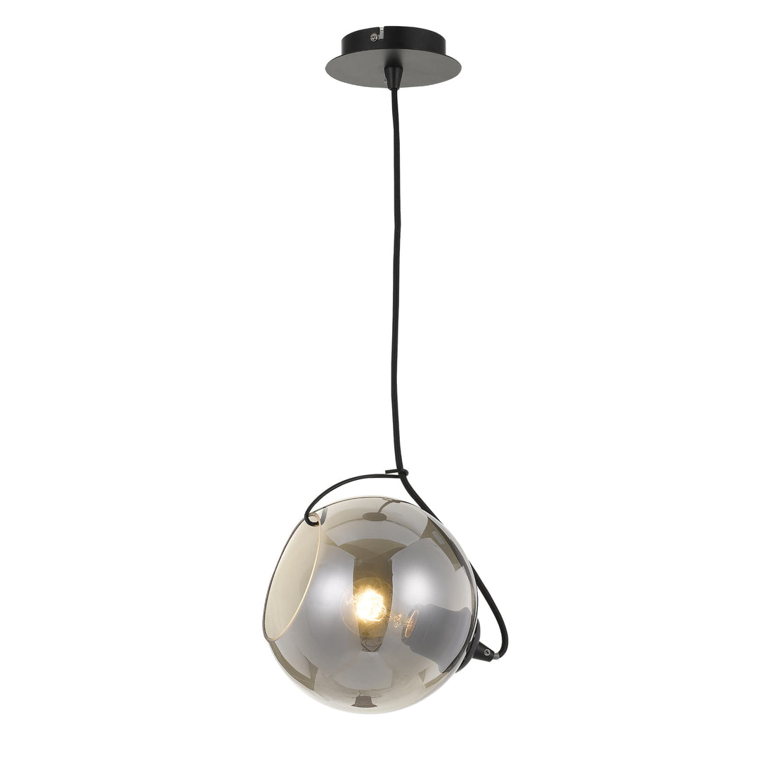 Bondi Round 1 Light Smoke Glass Pendant (E27) | Large