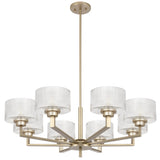 Telbix Moreno II 8 Light Modern Drum Pendant with Ribbed Glass Shade | Antique Silver