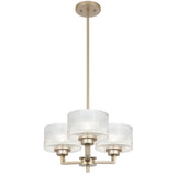 Telbix Moreno II 3 Light Modern Drum Pendant with Ribbed Glass Shade | Antique Silver