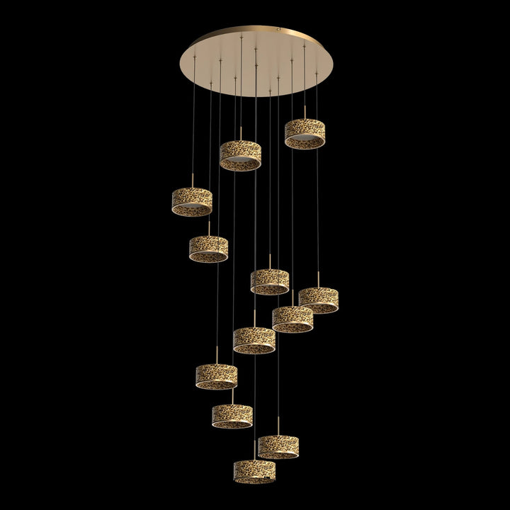 Calibo Couas Textured Honeycomb 3CCT LED Cluster Pendant | Gold