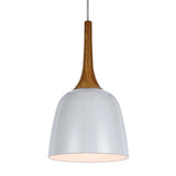 Telbix Polk White Shade With Oak Pendant Light (E27) | Small