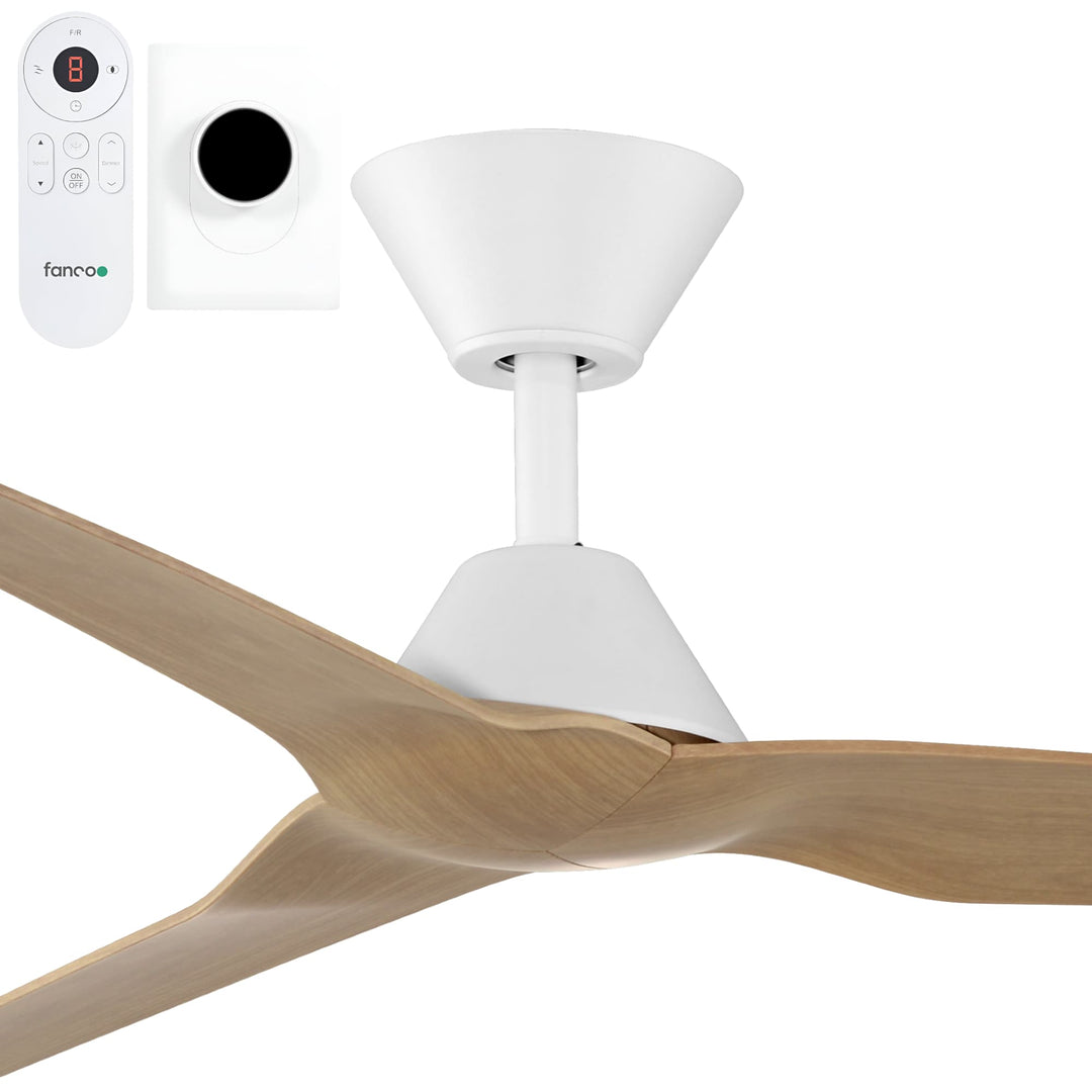 Fanco Infinity-iD 48" Smart DC Ceiling Fan with TriControl | White and Beechwood