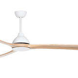 Fanco Sanctuary DC 86" Solid Timber Blade Indoor/Outdoor Ceiling Fan With Remote | White/Natural Blades