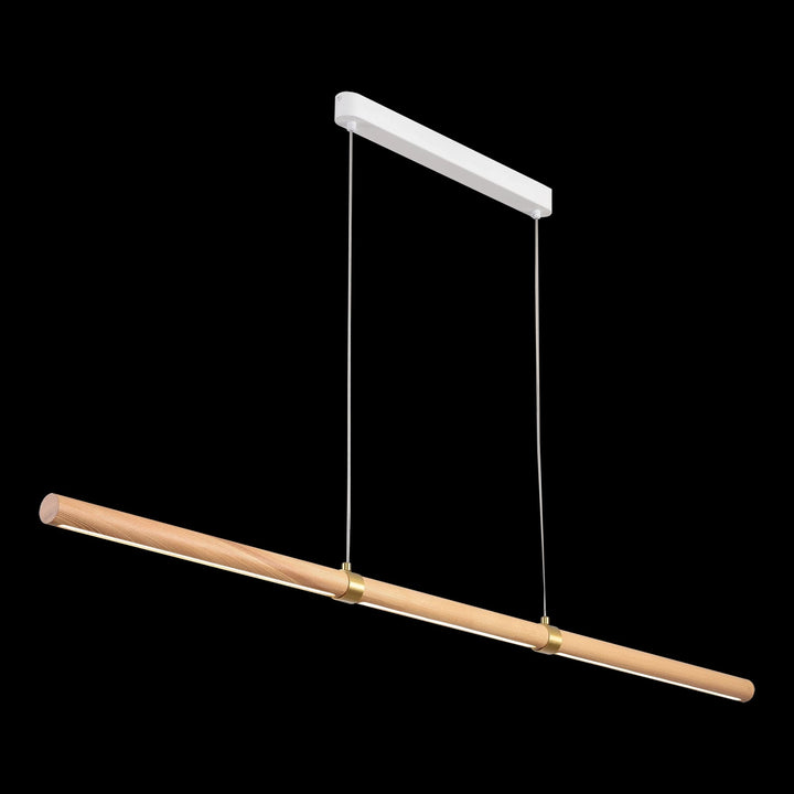Calibo Aquila 1500mm Timber Tubular LED Linear Pendant with Brass Finish Collar | Ash with White