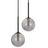 Telbix Gaston Black 2 Light Pendant Light | Smoke
