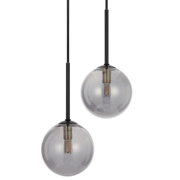 Telbix Gaston Black 2 Light Pendant Light | Smoke