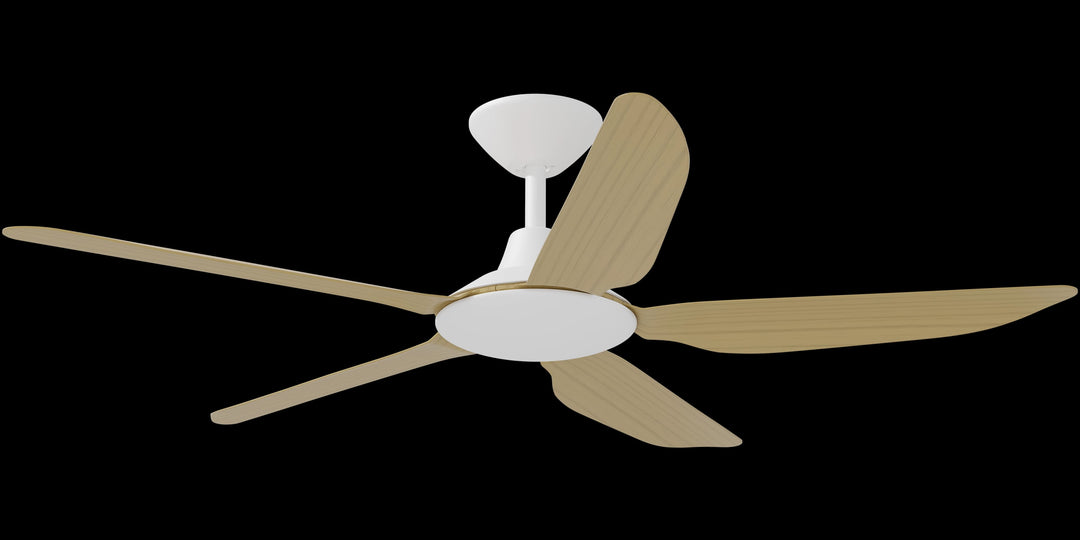 Calibo Storm 52" (1320mm) 5 Blade Indoor/Outdoor DC Ceiling Fan and Remote | White & Bamboo